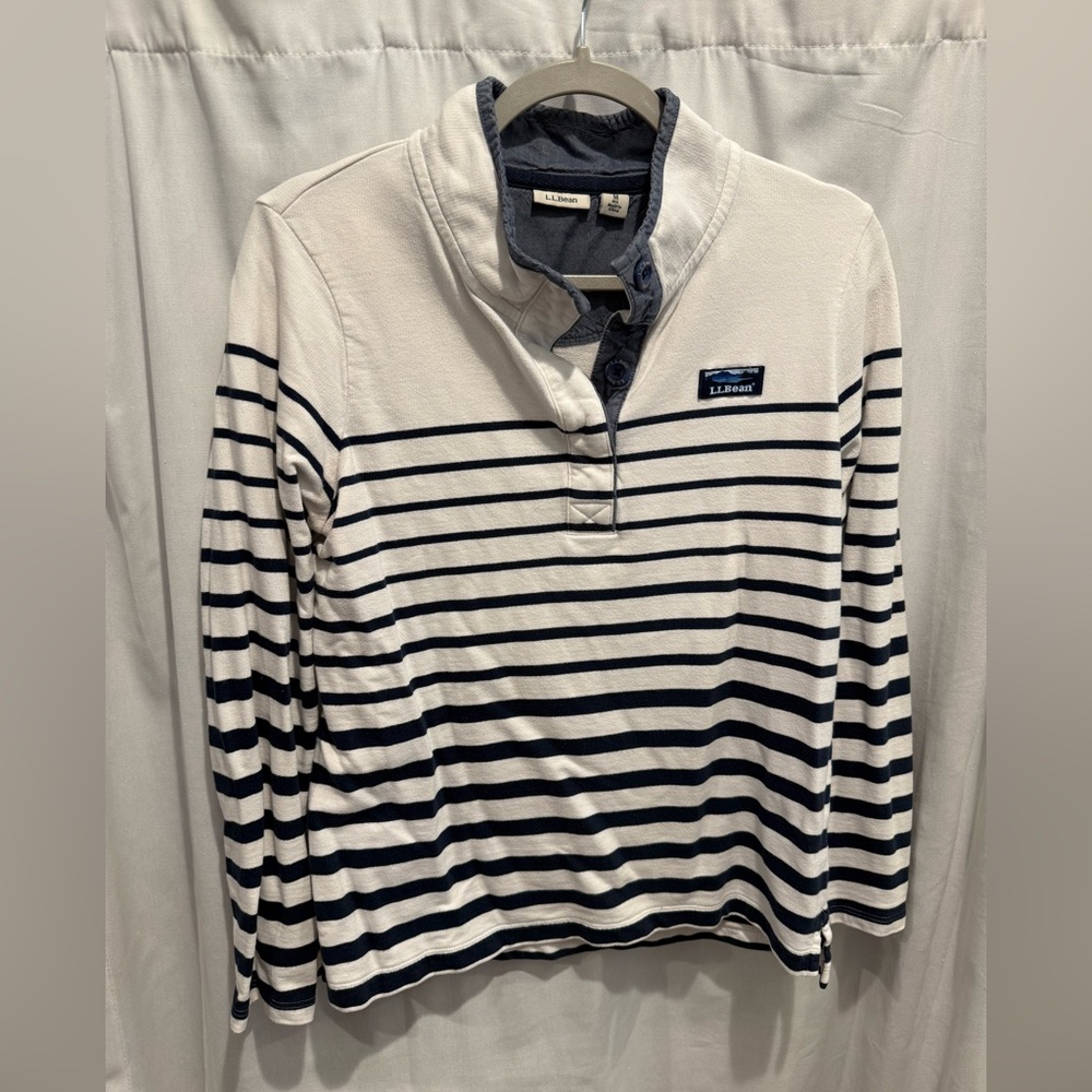 LL Bean Blue & White Stripe Sweater